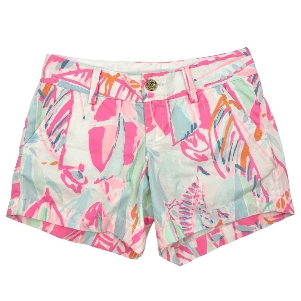 Lilly Pulitzer Callahan Shorts Womens 0 Out To Sea Colorful Print Tropical Beach